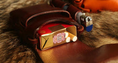 Cool Leather Mens Cigarette Case Cigarette Holder with Belt Loop Lighter Holder for Men