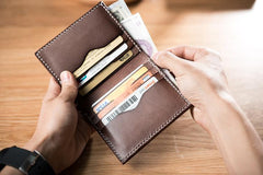 Cool Leather Mens Slim Small Wallets Men billfold Bifold Wallet for Men