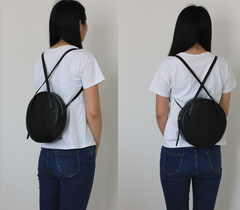Genuine Leather round bag shoulder bag purse for women leather backpack