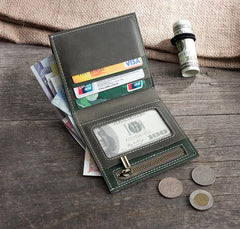 Cool Leather Mens Small Slim Wallet billfold Wallets Bifold for Men
