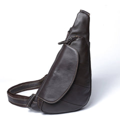 Genuine Black Leather Mens Cool SLing Pack Chest Bag Black Sling Bag Crossbody Bag Pack for men