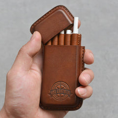 Handmade Beige Leather Womens 10pcs Cigarette Holder Case Cool Custom Cigarette Case for Women