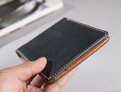 Handmade Cool Leather Mens billfold Leather Wallet Men Small Wallets Bifold for Men