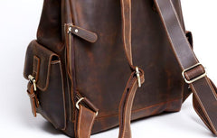Vintage Leather Mens Backpack Satchel Brown School Backpack Travel Backpack for men