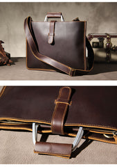 Leather Mens Vintage Briefcase Handbag Work Bag Business Bag Laptop Bag for men