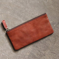 Vintage LEATHER Womens Long Clutch Wallet Zipper Slim Long Wallet FOR Women