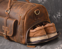 Men Leather Brown Weekender Bag Vintage Travel Bag Duffle Bags Overnight Bag Holdall Bag for men