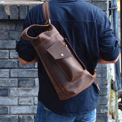 Cool Leather Mens Chest Bag Sling Bags Sling Crossbody Bag Travel Sling Bag for men
