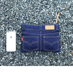 Unique Blue Jean Mens Clutch Bag Cool Wristlet Wallet Zipper Clutch Wallet For Men