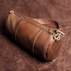 Genuine Leather Mens Barrel Bag Cool Weekender Bag Travel Bag Duffle Bags Overnight Bag Holdall Bag for men