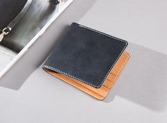 Handmade Cool Leather Mens billfold Leather Wallet Men Small Wallets Bifold for Men