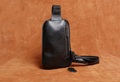 Genuine Leather Mens Cool Chest Bag Sling Bag Crossbody Sling Bag One Shoulder Backpack for men