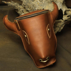 Cool Leather Mens XO Bull Backpack Tan Travel Backpack Unique Backpack for men