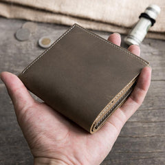 Cool Leather Mens Small Slim Wallet billfold Wallets Bifold for Men