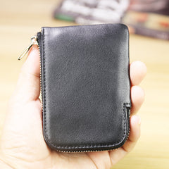 Women Leather Mini Zip Wallet Coffee Billfold Slim Coin Wallets Small Zip Change Wallet For Women