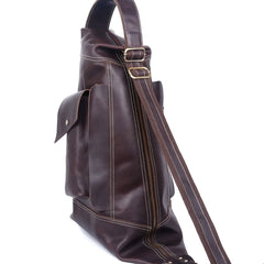 Genuine Leather Mens Coffee Cool Sling Pack Chest Bag Sling Bag Crossbody Pack for men