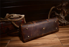 Leather Mens Weekender Bag Vintage Coffee Travel Bag for men