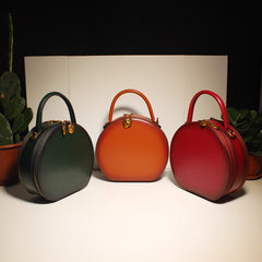 Women Leather round circle handbag shoulder bag for women leather crossbody bag