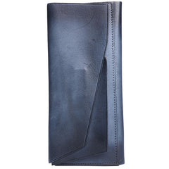 Handmade Leather Gray Mens Cool Long Leather Wallet Brown Unique Long Wallet for Men