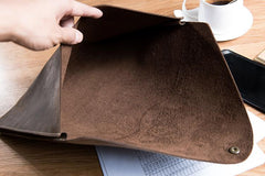Handmade Leather Mens Clutch Cool Slim Wallet Envelope Clutch Wristlet Wallet for Men