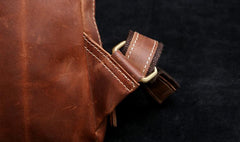 Genuine Leather Mens Cool Chest Bag Brown Sling Bag One Shoulder Backpack for men