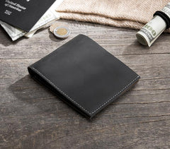 Handmade Leather Mens Cool Slim Leather Wallet Men Small billfold Wallets Bifold for Men