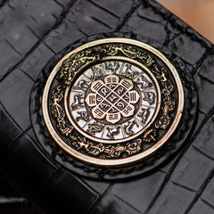 Handmade Leather Tibetan Mens Biker Chain Wallet Cool Wallet Long Chain Wallets for Men