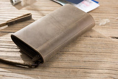 Handmade Leather Mens Cool Long  Chain Wallet Phone Biker Trucker Wristlet Wallet