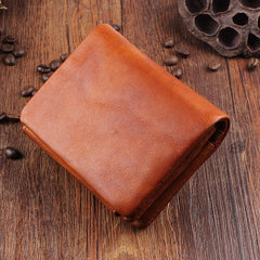 Handmade Mens Cool billfold Leather Wallet Men Small Wallets Trifold for Men