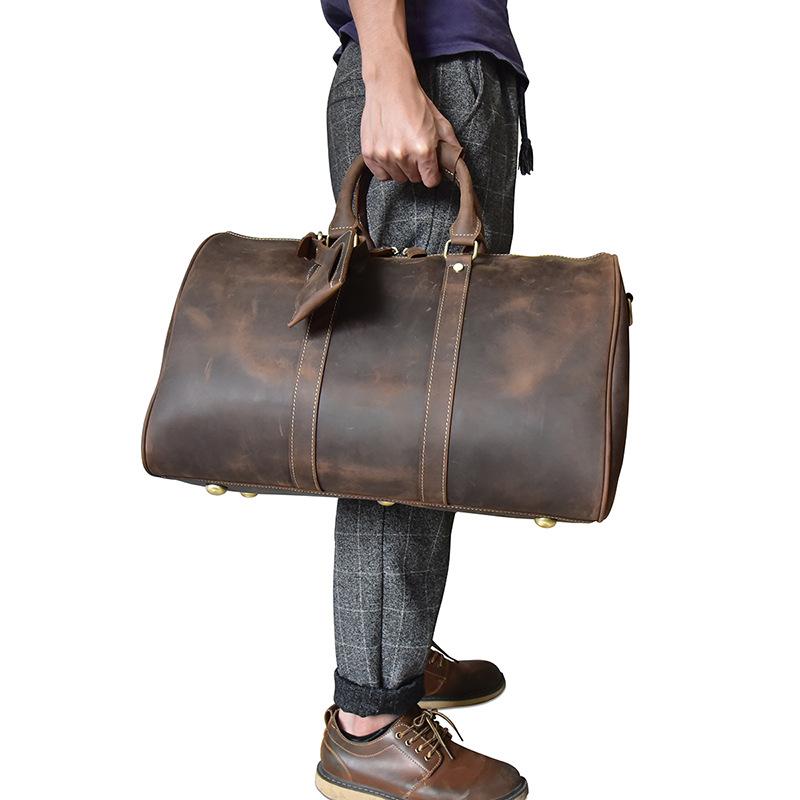 Cool Leather Mens Weekender Bag Travel Bags Duffle Bags Holdall Bags for men