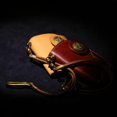 Handmade Leather billfold Biker Wallet Mens Cool Car Key Wallet Pouch Car KeyChain for Men