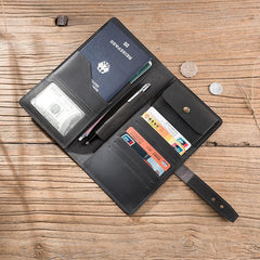 Cool Leather Mens Travel Long Wallet Passport Leather Wallet Long Wallet for Men