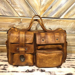 Mens Vintage Small Leather Messenger Bag Side Shoulder Bag Courier Bag Postman Bag for Men