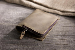 Handmade Leather Mens Cool Slim Leather Wallet Men Small billfold Wallets Bifold for Men