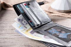Handmade Leather Mens Cool Slim Leather Wallet Men Small Wallets Bifold for Men
