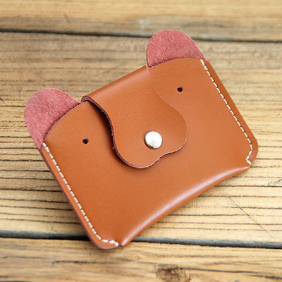 Cute LEATHER Womens Small Dog Change Wallet Leather Card Wallet FOR Women