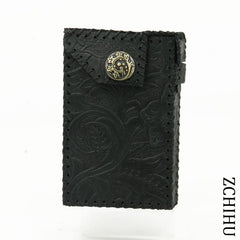 Cool Leather Mens Black Cigarette Holder Case Handmade Engraved Cigarette Holder for Men