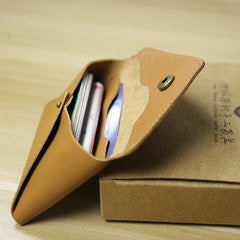 Slim Women Coffee Leather Card Wallet Minimalist Envelope Card Holder Wallet Coin Wallet For Women