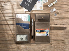 Cool Leather Mens Travel Long Wallet Passport Leather Wallet Long Wallet for Men