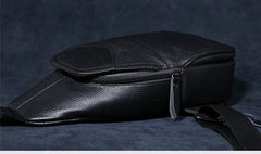 Genuine Leather Mens Cool Chest Bag Sling Bag Crossbody Bag Travel Bag Hiking Bag for men