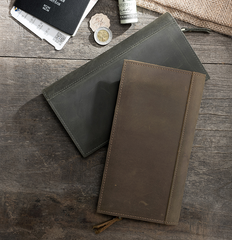 Leather Mens Long Wallet Cool Leather Wallet Long Bifold Wallets for Men