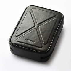 Cool Leather Black Mens Leather 4pcs CIGARETTE Tobacco Pipe Case Zipper Tobacco Pipe Case for Men