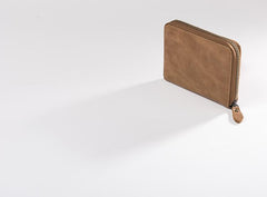 Cool Leather Mens Slim Leather Small Wallet Zipper billfold Wallets Bifold for Men
