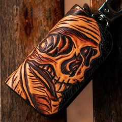 Handmade Leather Biker Mens Cool Car Key Wallet Coin Wallets Pouch Car KeyChain for Men
