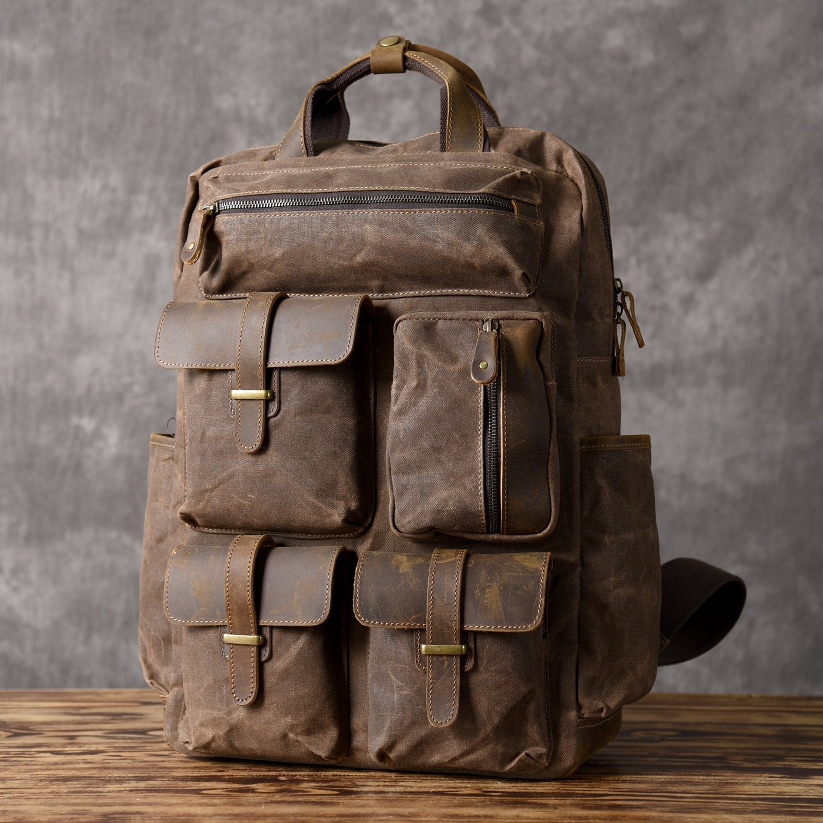 Oil Wax Canvas Mens Cool Backpack Large Travel Backpack Hiking Backpack for men