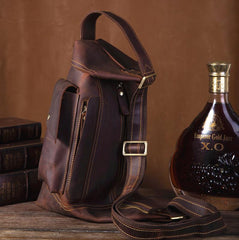 Cool Leather Mens Chest Bag Sling Bags Sling Crossbody Bag Travel Sling Bag for men