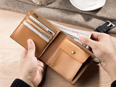 Cool Leather Mens Slim Small Wallets billfold Wallets Bifold for Men