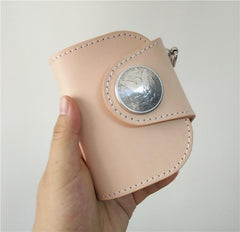 Cool Mens Leather Small Biker Chain Wallet Handmade billfold Chain Wallet for Biker