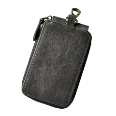 Vintage Leather Mens Small Key Zipper Wallets Card Wallet for Men