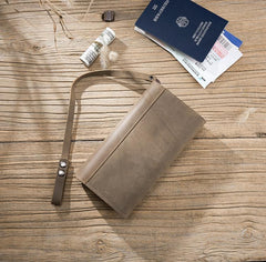 Handmade Leather Mens Cool Long  Chain Wallet Phone Biker Trucker Wristlet Wallet